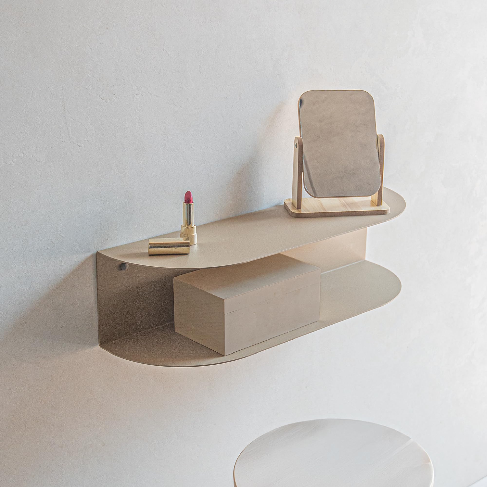 MILUKA Ovva 60cm Floating Vanity - Sand Beige Metal Wall Console