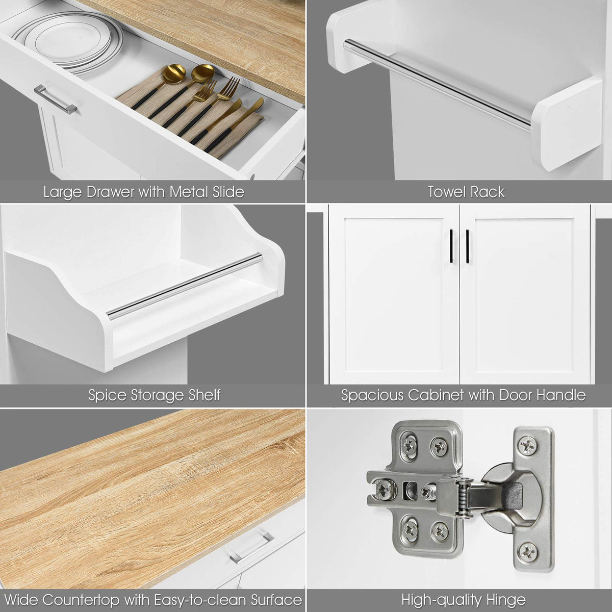 GiantexUK Kitchen Island Cart White, 116 x 40 x 85 cm