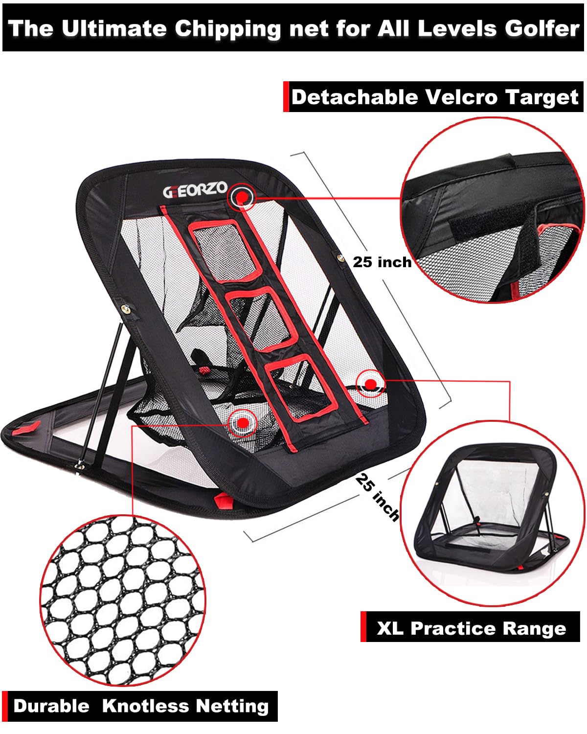 GEEORZO Golf Chipping Net | Pop Up Practice Net with Mats & Balls