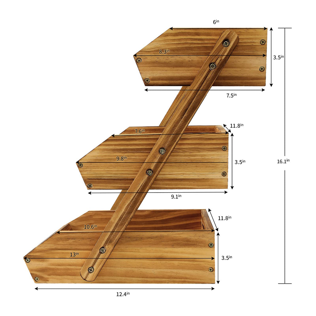 CALM COZY 3-Tier Wooden Fruit Basket – Bamboo Kitchen Vegetable Rack