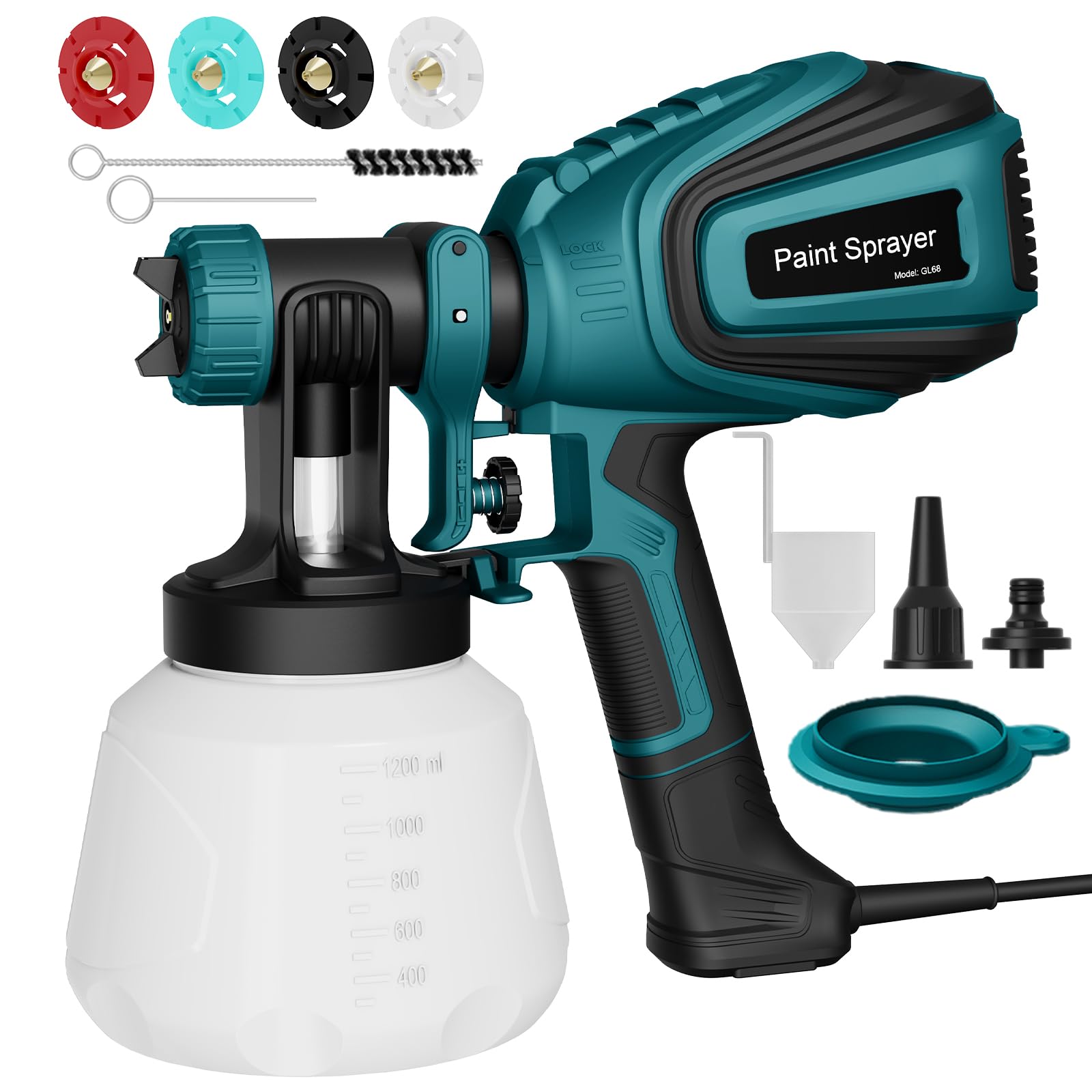 700W HVLP Electric Paint Sprayer with 4 Nozzles & 3 Patterns