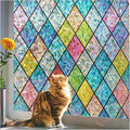 Rainbow Stained Glass Privacy Window Film - Static Cling 90x300cm