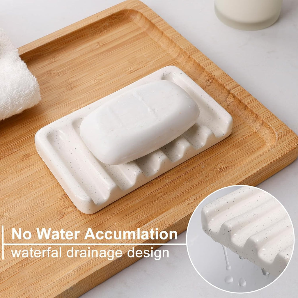 BosilunLife Ceramic Bathroom Accessories Set - Bathroom Counter Soap Set Beige Bathroom Decor Sets Accessories Bathroom Lotion Soap Dispenser and - image 4
