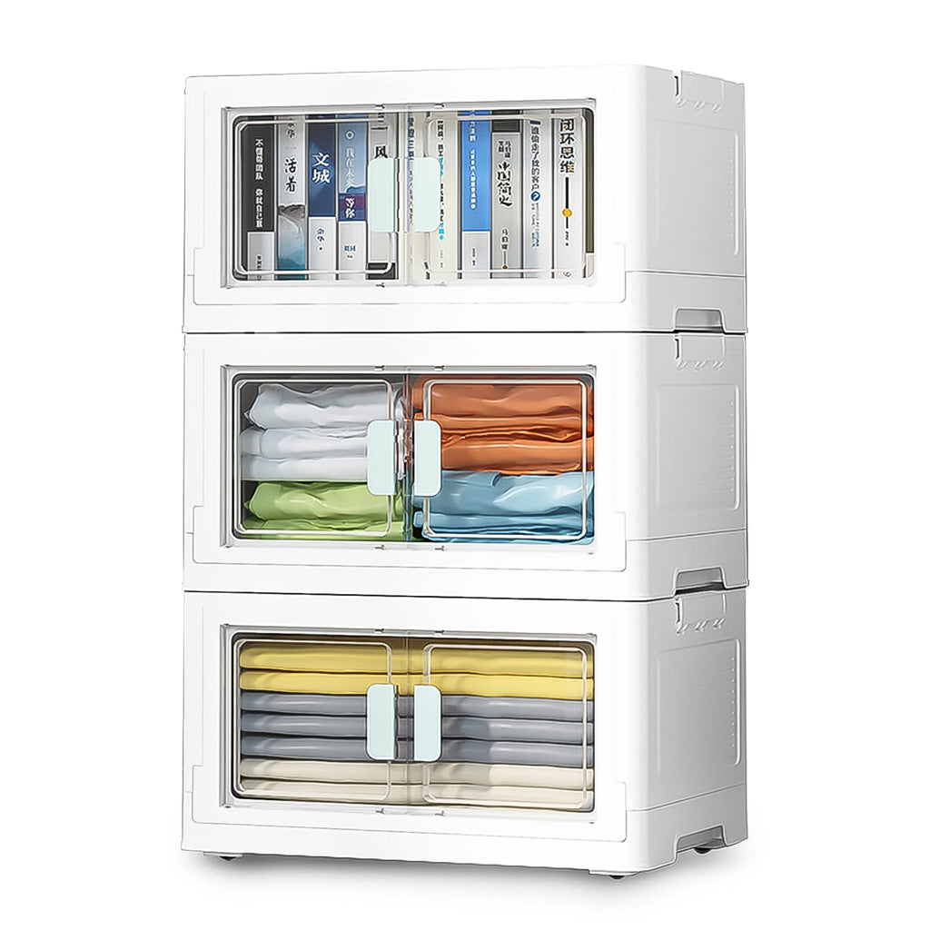 BTGGG 3-Pack Stackable Storage Boxes | 150L Foldable Plastic Bins