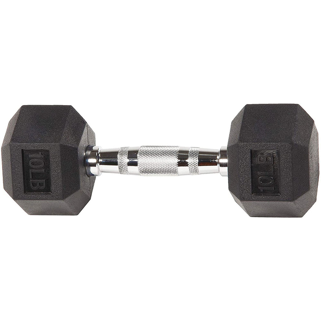 BalanceFrom Rubber Encased Hex Dumbbell – Black Cast Iron Weight