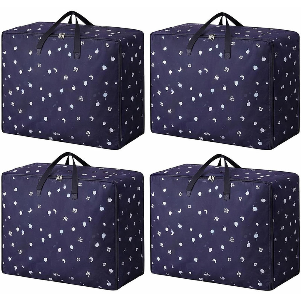 4 Pcs 105L Large Moving Bags Oxford Fabric Storage Bags with Zips, Blue