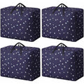 4 Pcs 105L Large Moving Bags Oxford Fabric Storage Bags with Zips, Blue