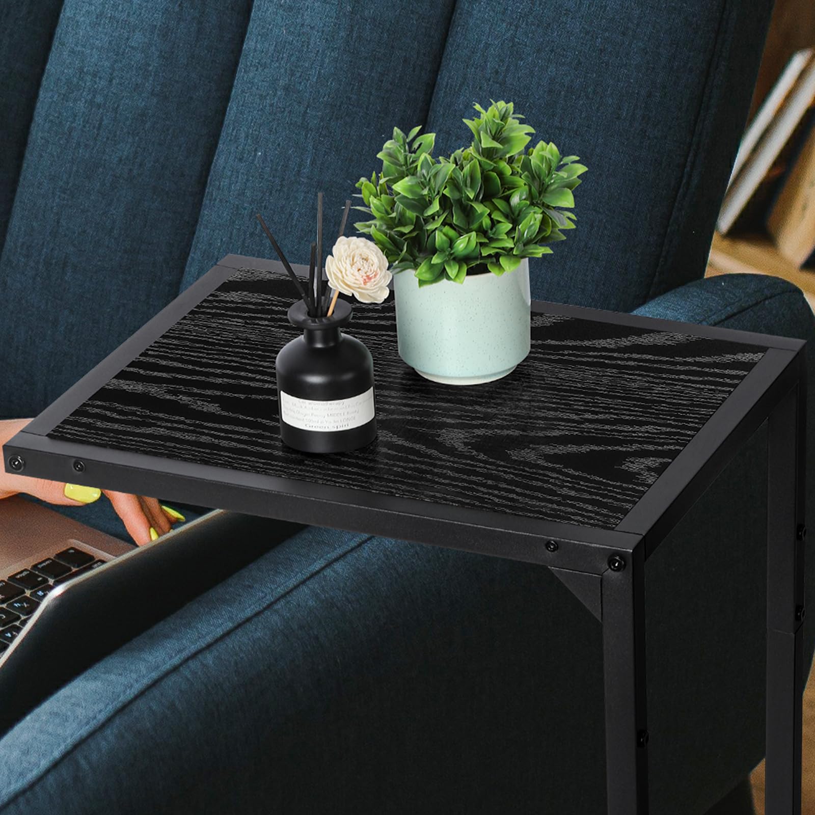 Jolof Store C-Shaped Side Tables - Set of 2 Industrial Wood & Metal