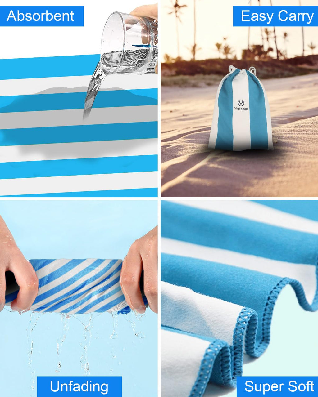 Victoper Microfiber Beach Towel d Rapid Drying Sand Free Soft Compact Lightweight Qualities Beach Towels for Adults Ideal for Swimming Beach Yoga - image 5