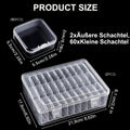 Bhina Pack of 2 Small Storage Boxes 5.5 x 5.5 x 2 cm Mini Storage Box Made of Clear Plastic Pearl Storage Boxes with Hinged Lid for Beads - image 1