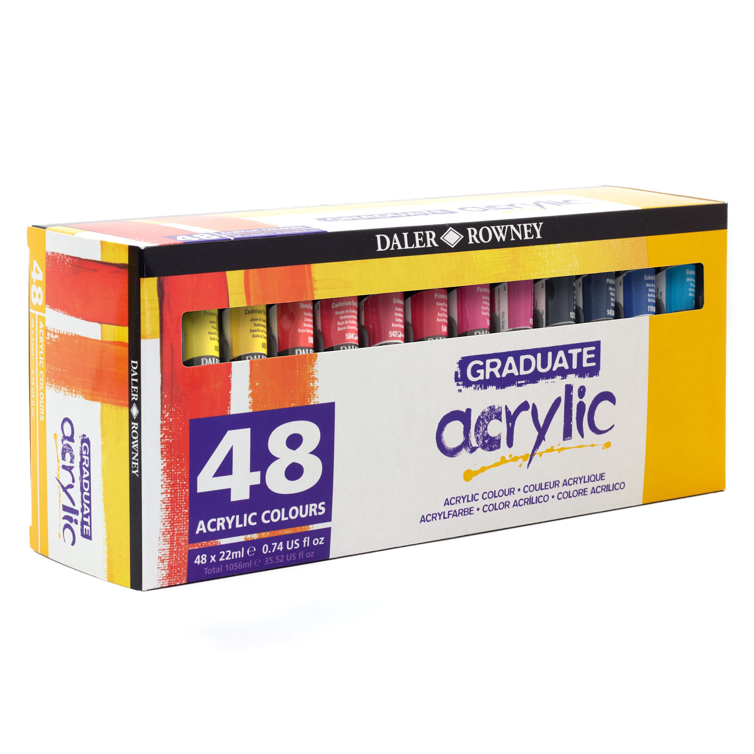 Daler-Rowney Graduate Acrylic Paint Set – 48 Assorted Colours, 22ml