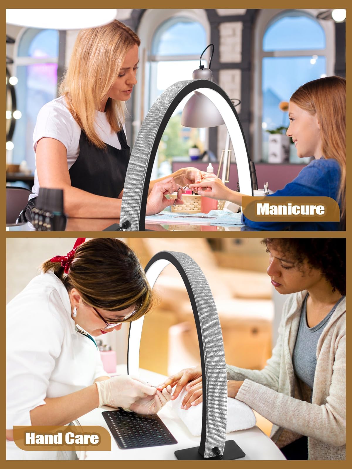 Kalolary 28" Half Moon Lash Light | 3000K-6000K LED Desk Lamp for Nails