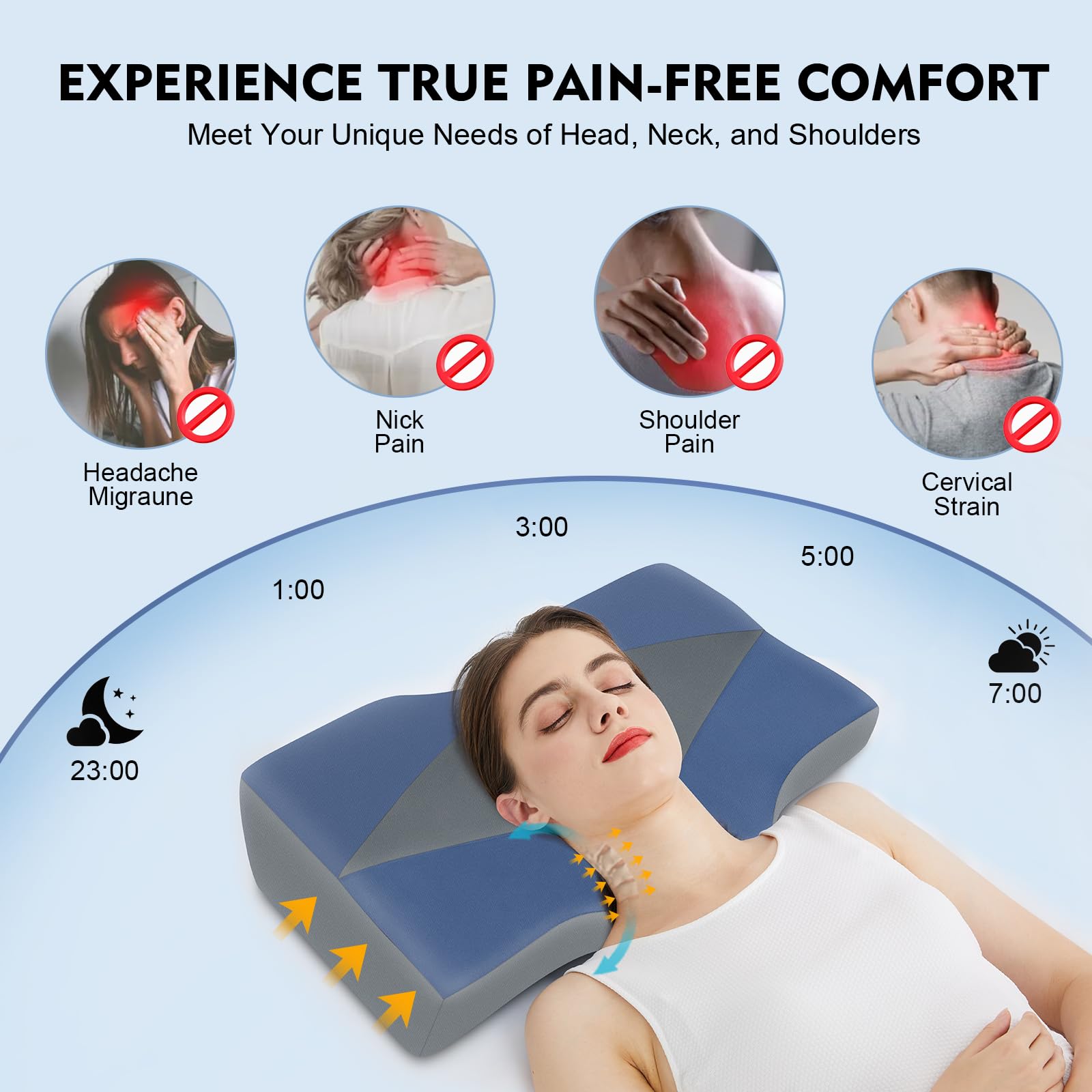 Hydomi Ergonomic Cervical Memory Foam Pillow – Cooling Neck Support