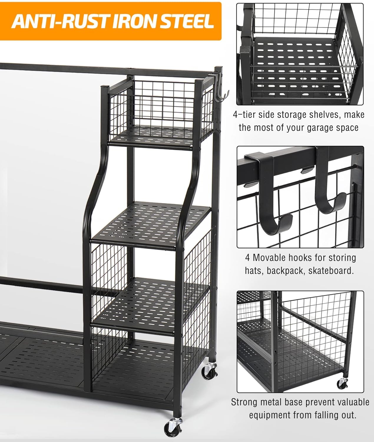 TEKXDD Extra Large Golf Bag Storage Rack with Wheels – Rolling Organizer