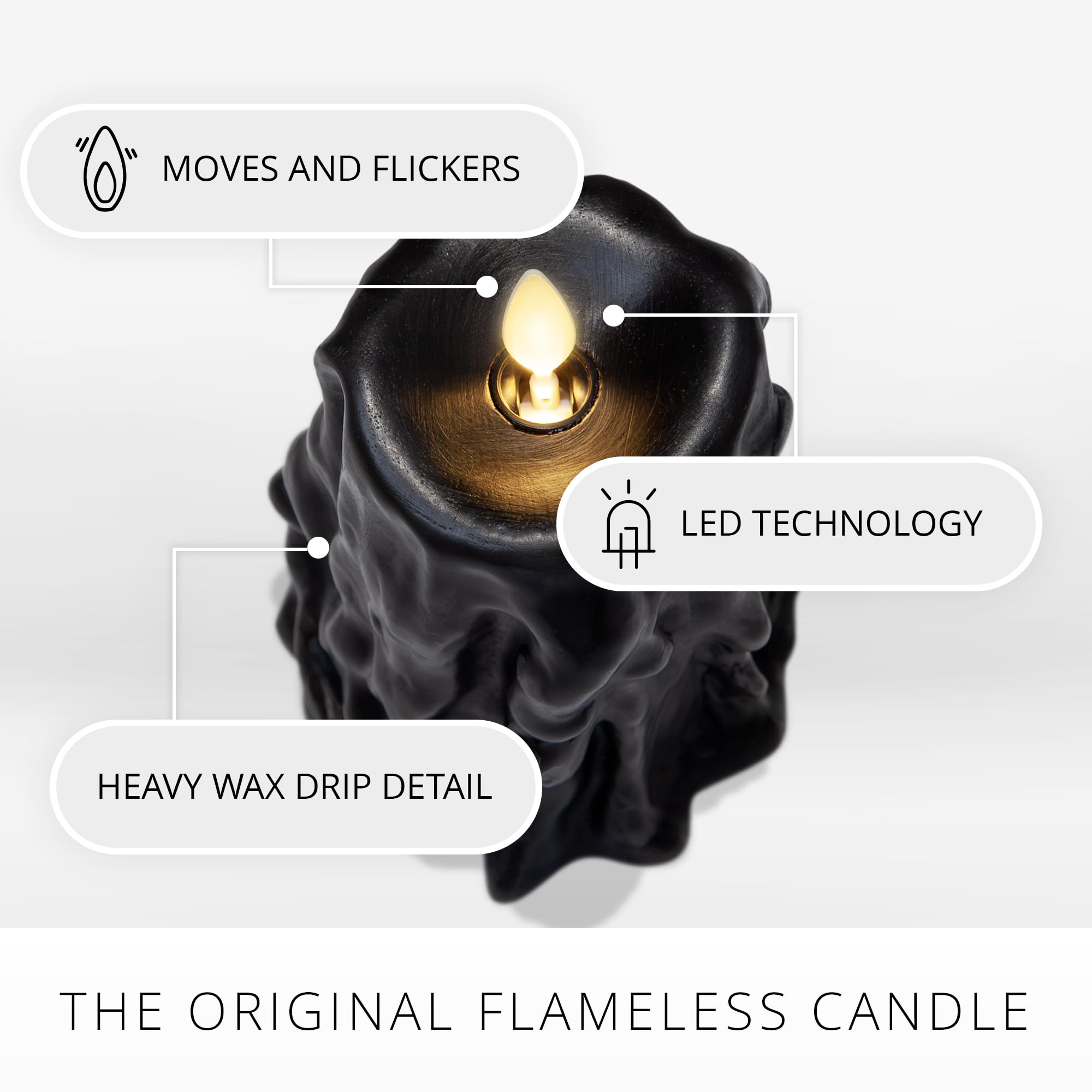 Luminara Flameless LED Candle – Black Wax Drip Pillar with Timer