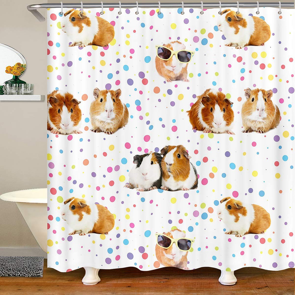 Loussiesd Guinea Pig Shower Curtain | Waterproof Polyester Bathroom Decor