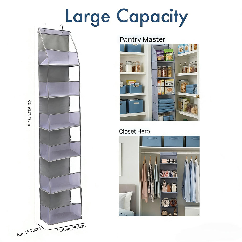 TYEQWT Over Door Hanging Organiser Grey, 6 Mesh Pockets for Bathroom
