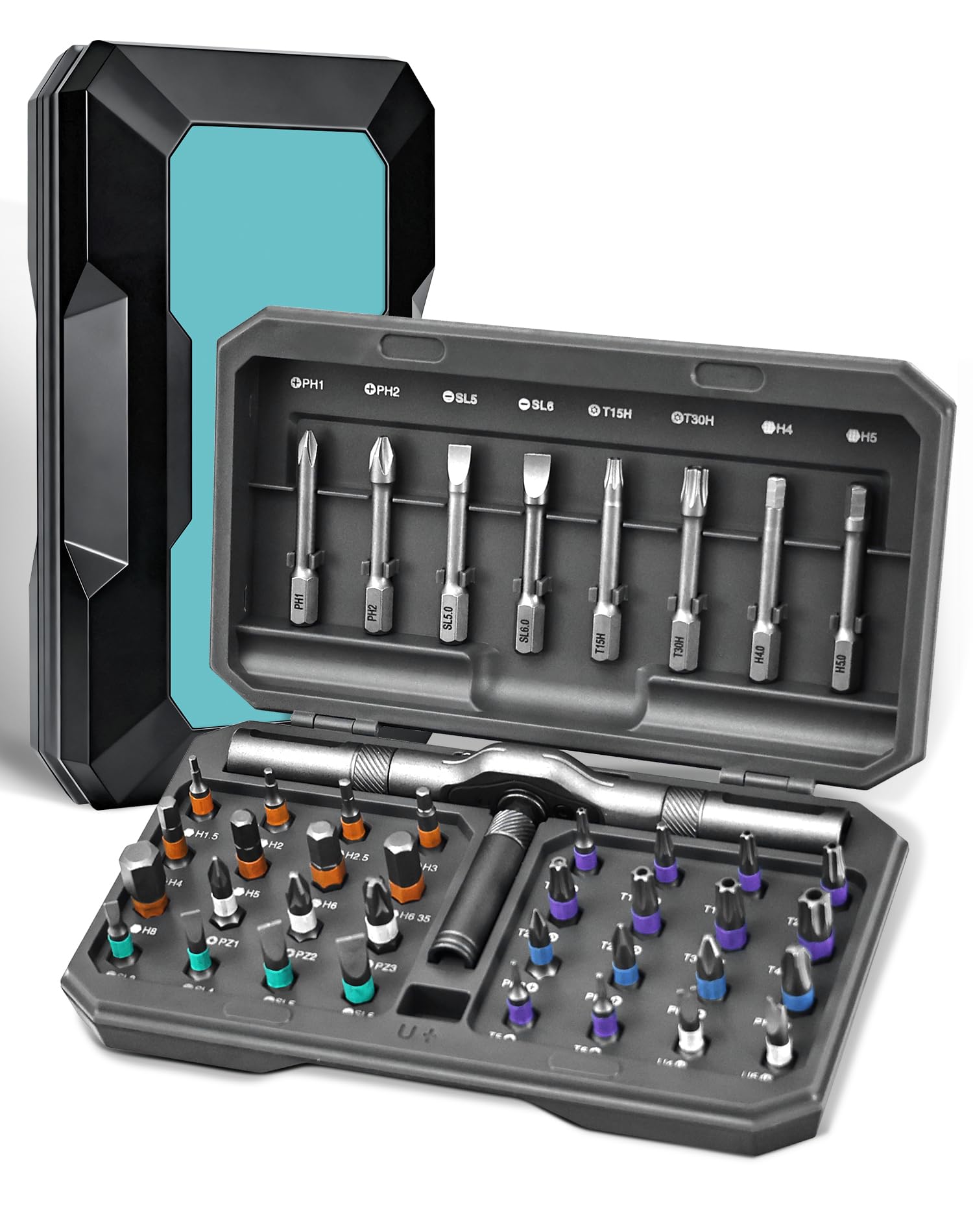 42-in-1 Magnetic Ratchet Screwdriver Set with S2 Steel Bits