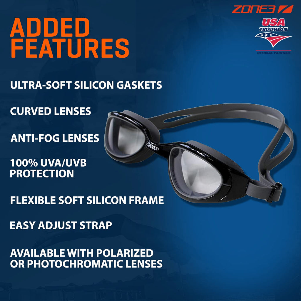 ZONE3 Attack Swim Goggles – Photochromatic Polarized Open Water Lenses