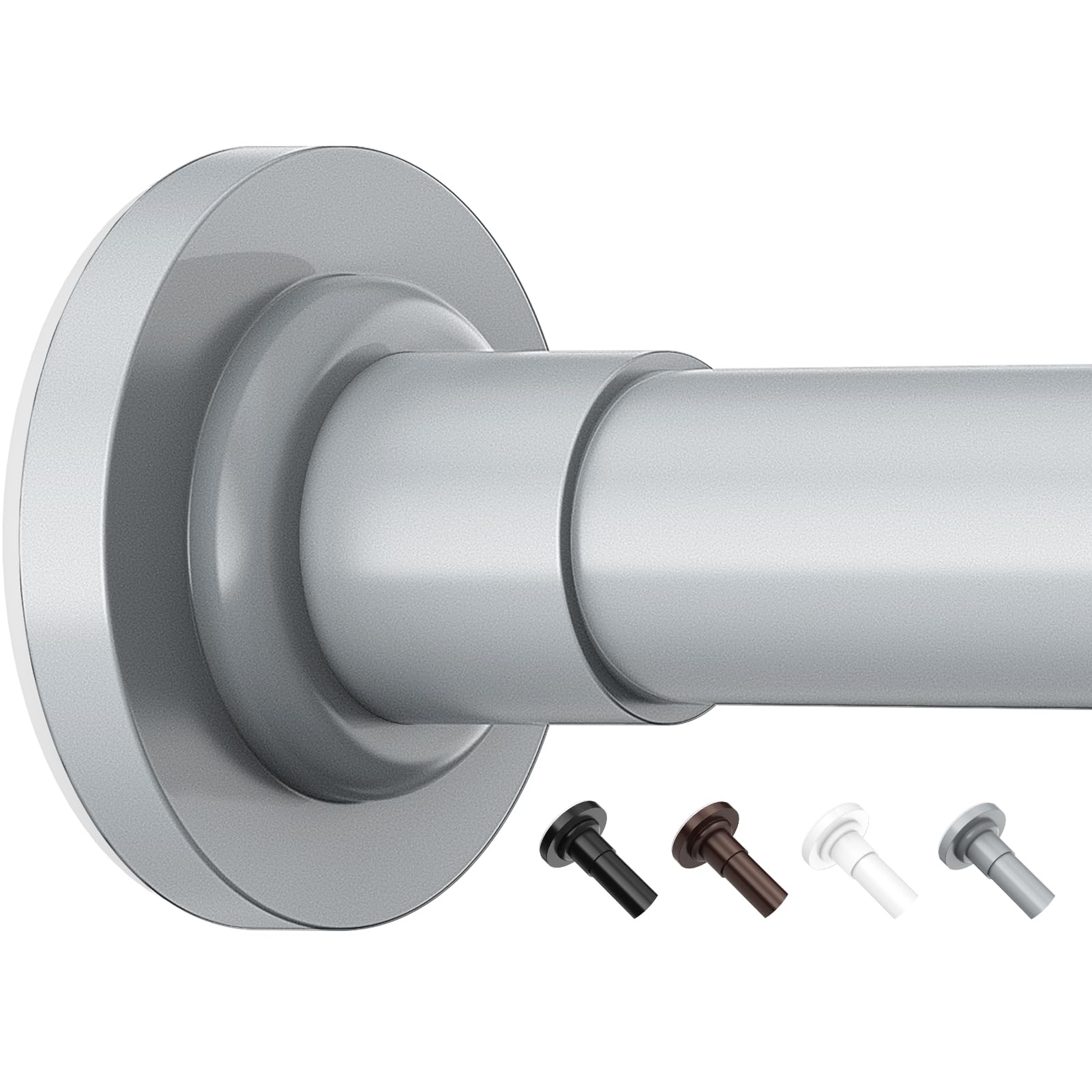 Yeabett Extendable Tension Curtain Rod – No-Drill Stainless Steel, Grey