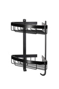 Croydex Matte Black Aluminum Shower Caddy – 2-Tier Corner Basket