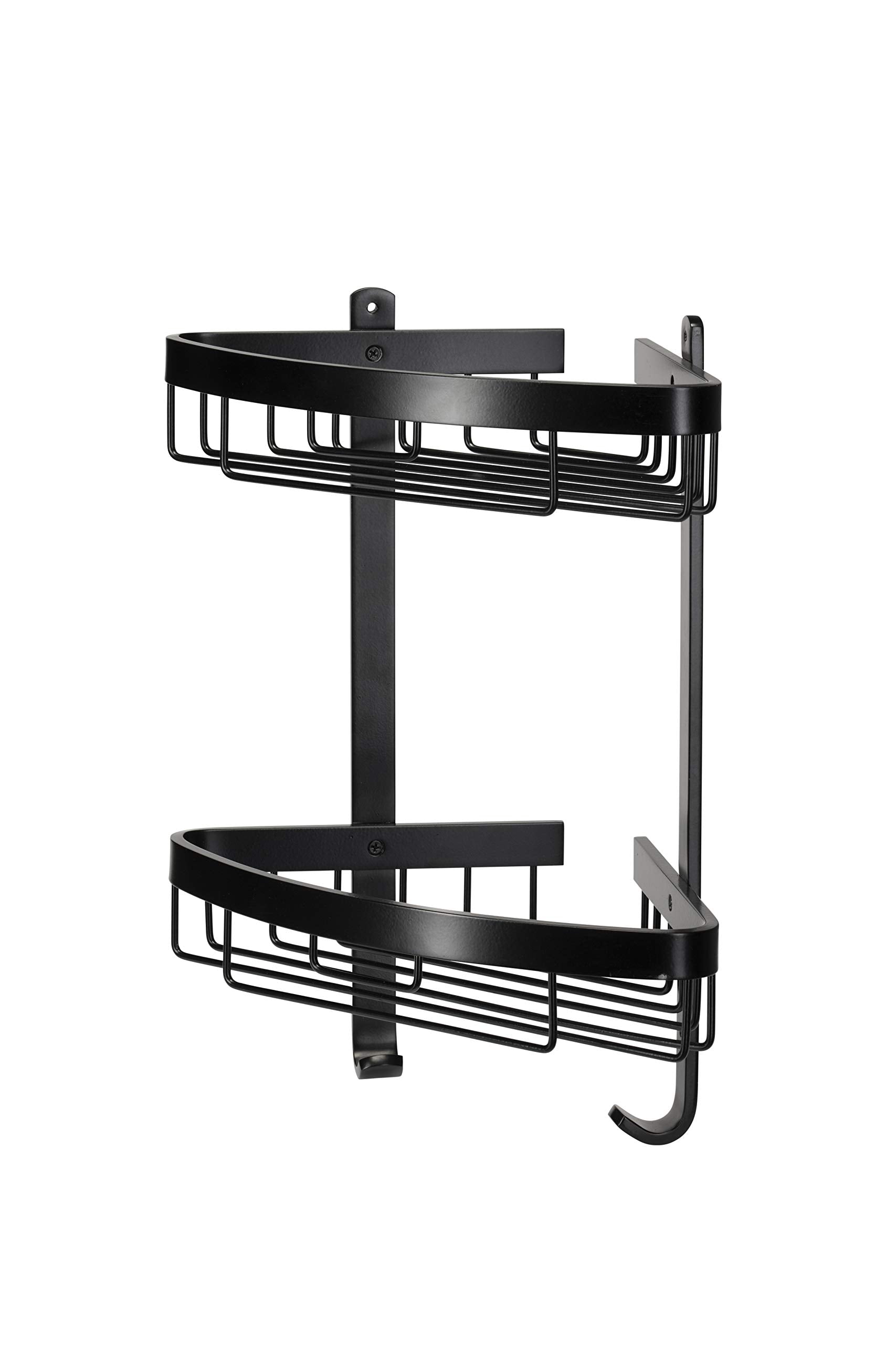 Croydex Matte Black Aluminum Shower Caddy – 2-Tier Corner Basket