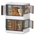 HAIXIN 72L Collapsible Storage Bins | Stackable 4-Door Plastic Organiser