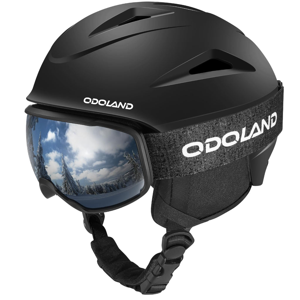 Odoland Ski Helmet and VLT 18% Goggles Set - Adjustable Snowboard Gear