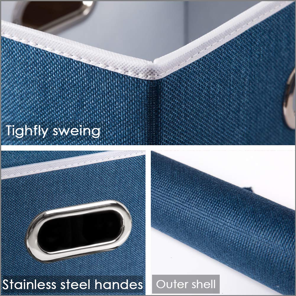 Prandom Storage Boxes with Lids,Collapsible Linen Fabric Storage Box,Decorative Bins,Really Useful Box,Clothing Storage,Stackable,38x25x25cm,Royal - image 4