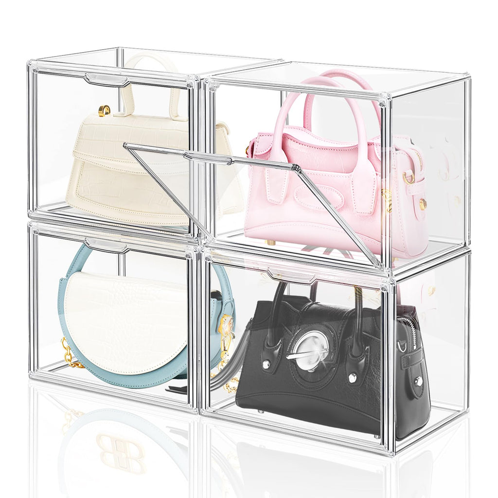 Jolof Store Clear Acrylic Handbag Organizer – 4 Pack Stackable Storage