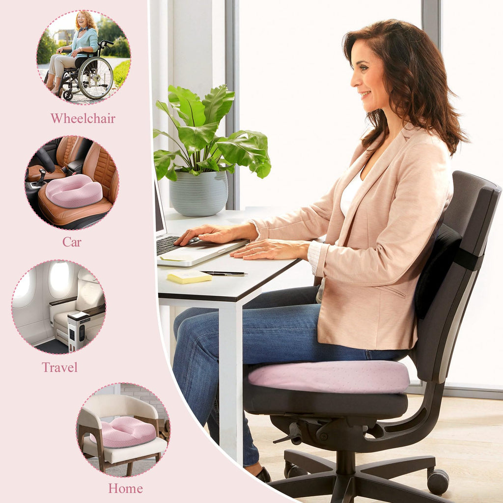 Benazcap Donut Cushion - Memory Foam Coccyx Pillow for Tailbone Pain