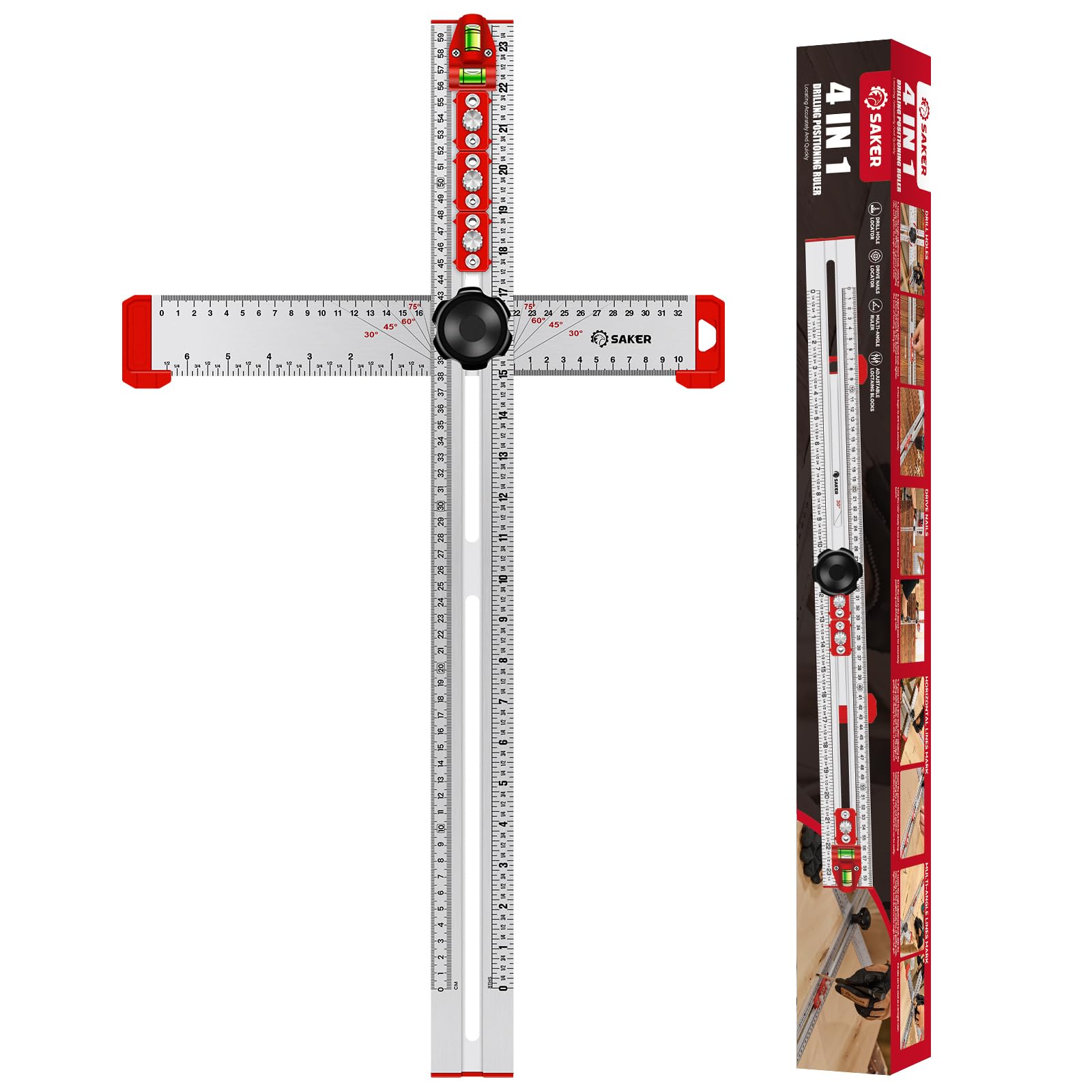 4-in-1 Woodworking Drilling Positioning Ruler & Cabinet Jig