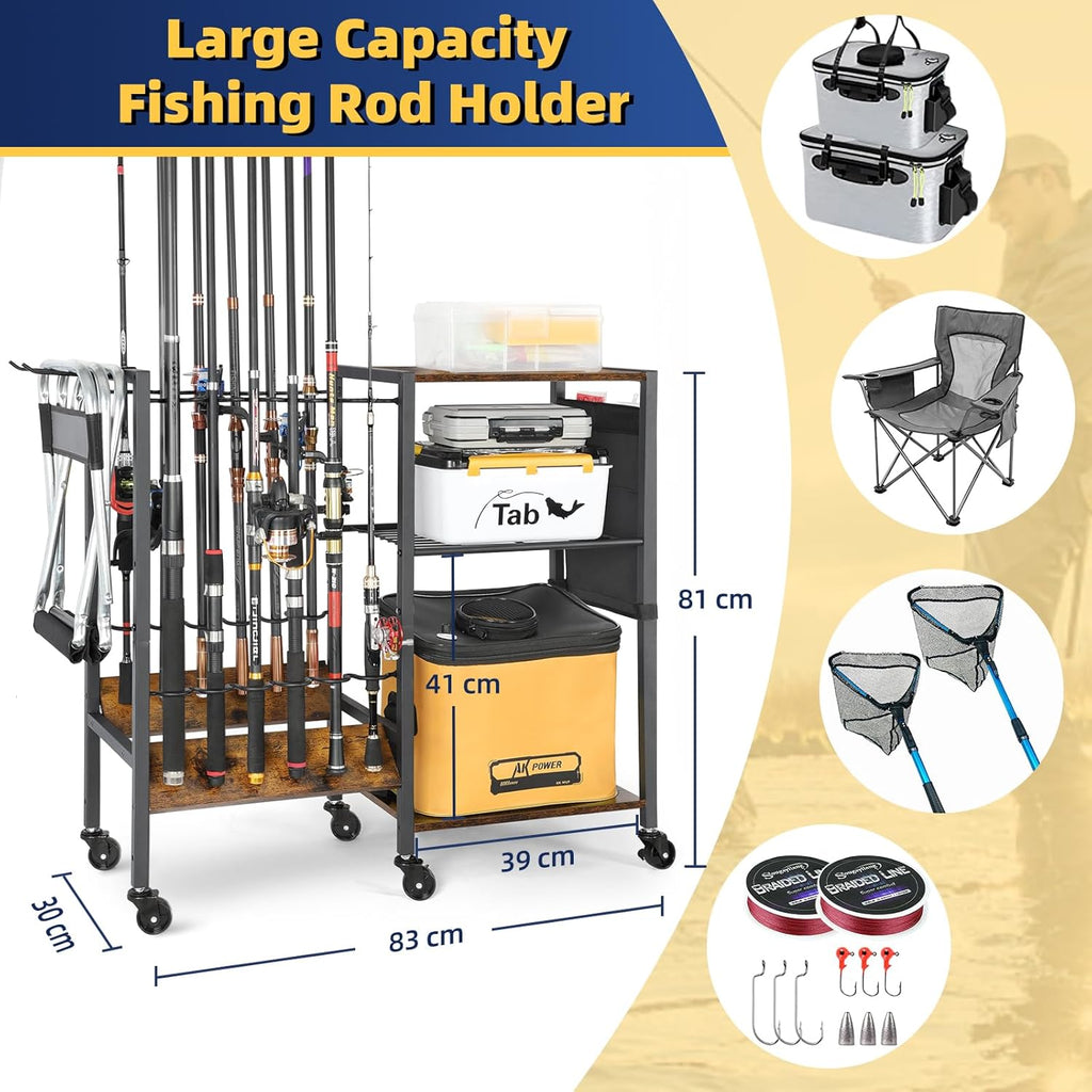 Massive Discounts Fishing Rod Holder - 12 Rod Steel Tackle Cart
