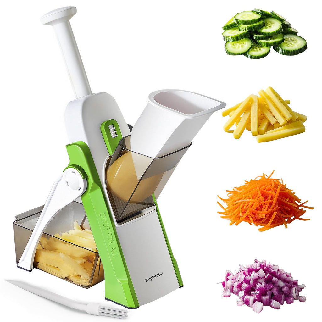 SUPMAKIN Safe Mandoline Slicer – 4 Mode Vegetable Chopper & Dicer