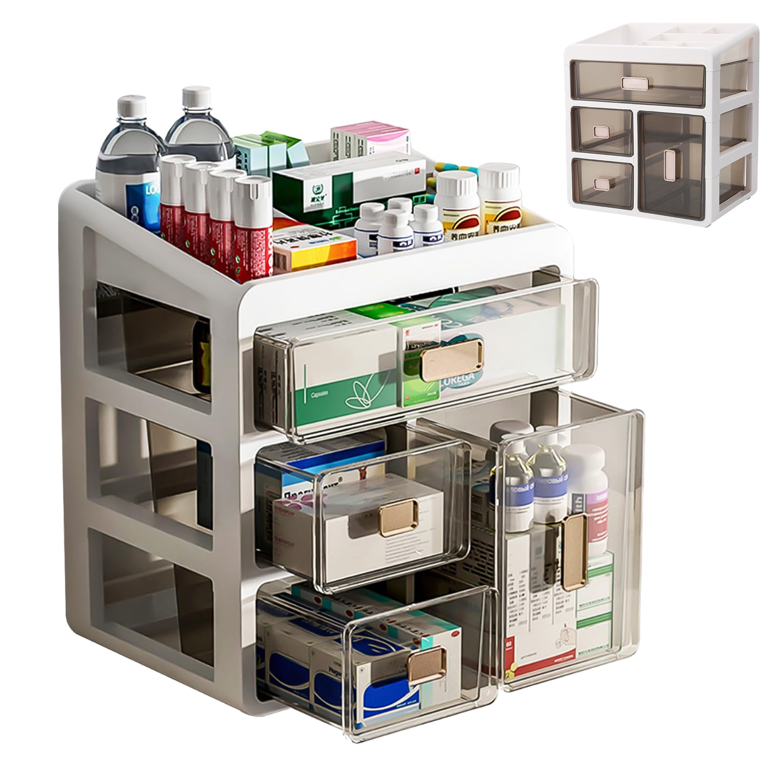 Medicine Storage Box – 4 Clear Drawers First Aid Organiser