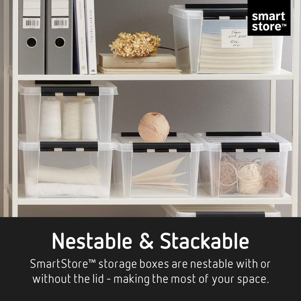 SmartStore 14L Clear Plastic Storage Boxes with Lids | 10 Pack Stackable