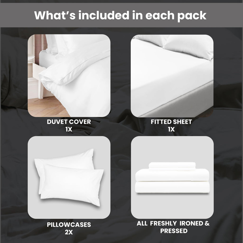 Euphoric Gifts White 100% Egyptian Cotton Double Duvet Bedding Set