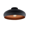 Eglo Mogano Industrial Ceiling Light – Black Steel & Copper E27 Lamp