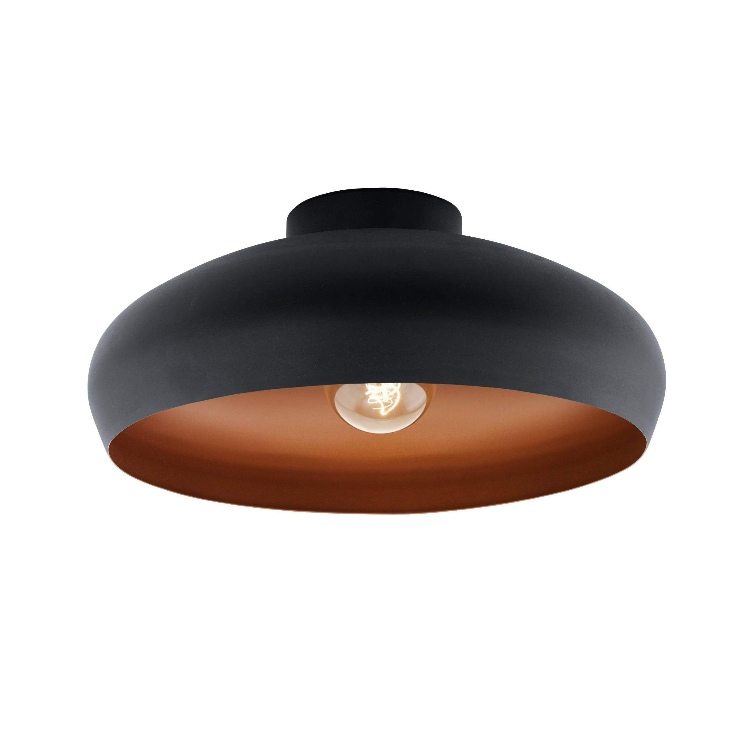 Eglo Mogano Industrial Ceiling Light – Black Steel & Copper E27 Lamp