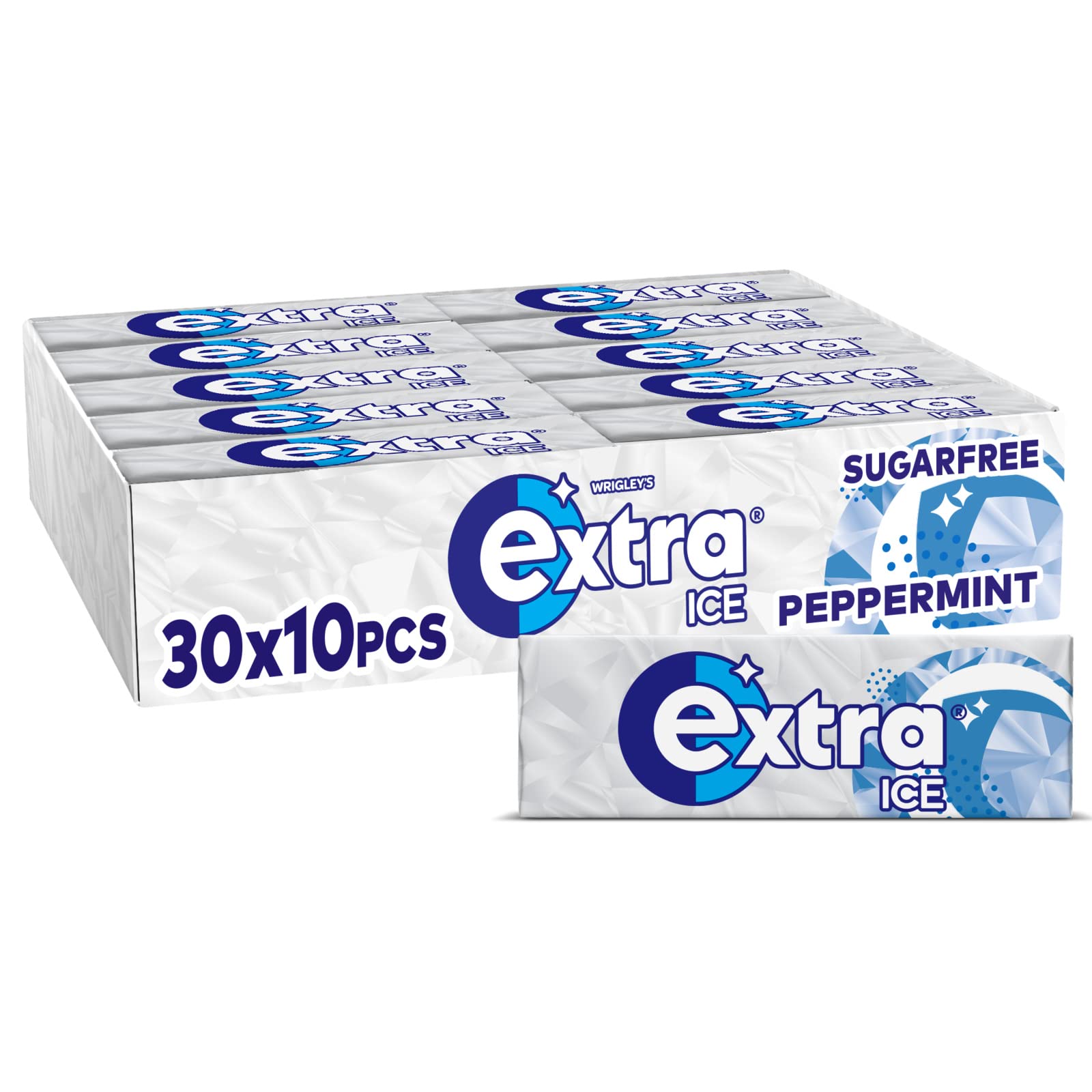 Wrigley's Extra Ice Peppermint Sugar Free Chewing Gum - 30 Packs (300 Pcs)