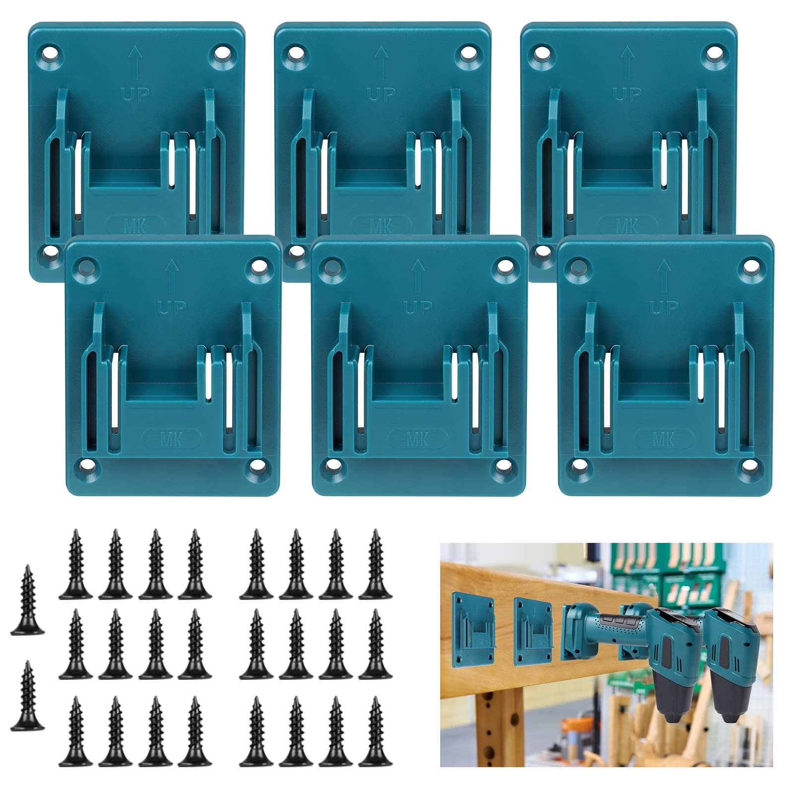 Wall Mount Tool Holder for Makita 18V 14.4V Drills - 6 Pack