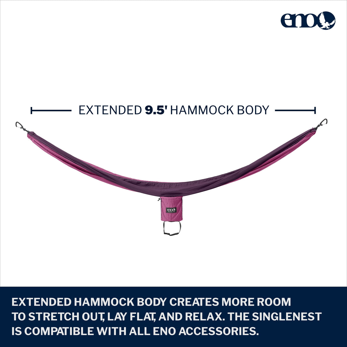 ENO, Eagles Nest Outfitters SingleNest Lightweight Camping Hammock, Berry/Plum - image 2