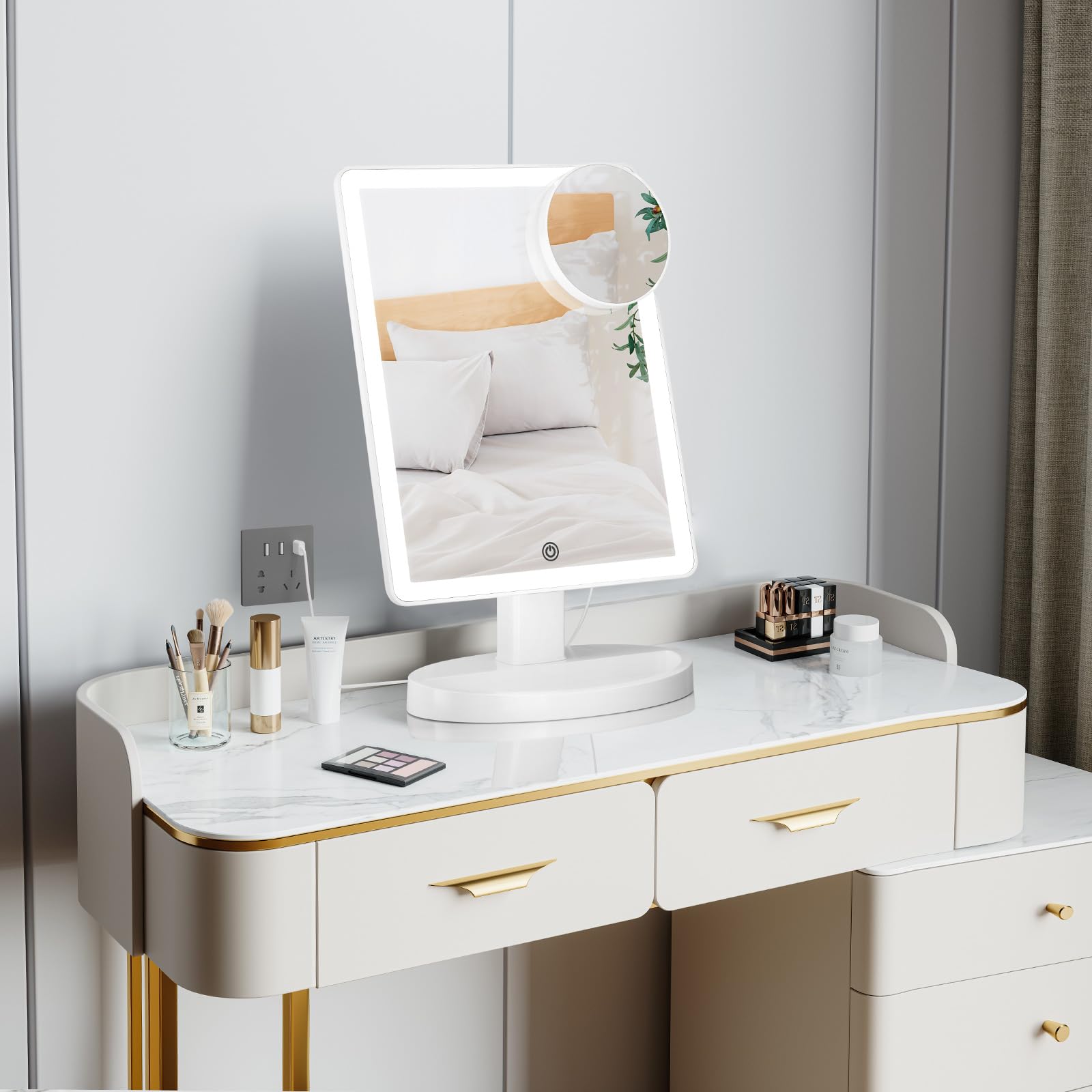 FUNTOUCH Large Lighted Makeup Mirror | 88 LED Vanity Mirror with 10X Zoom