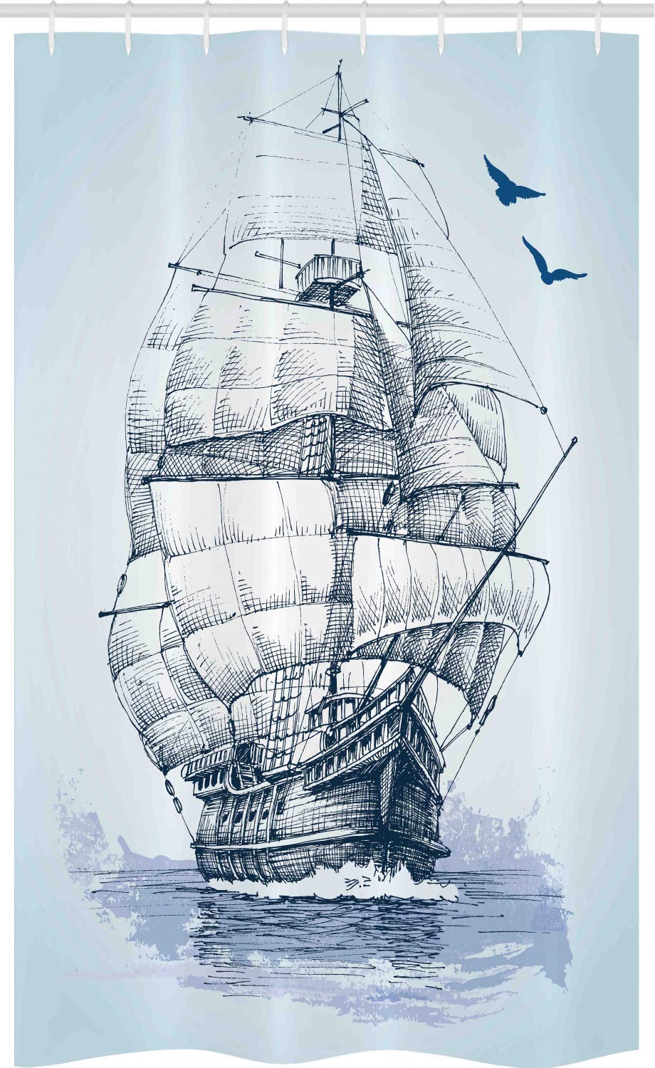 Abakuhaus Vintage Boat Shower Curtain | Nautical Yacht Fabric Decor