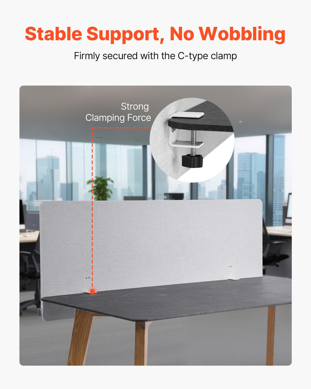 VEVOR Desk Divider Privacy Panel, 1524 x 610 mm Clamp-on Office Desk Partition, PET Cubicle Partition Panel - image 3