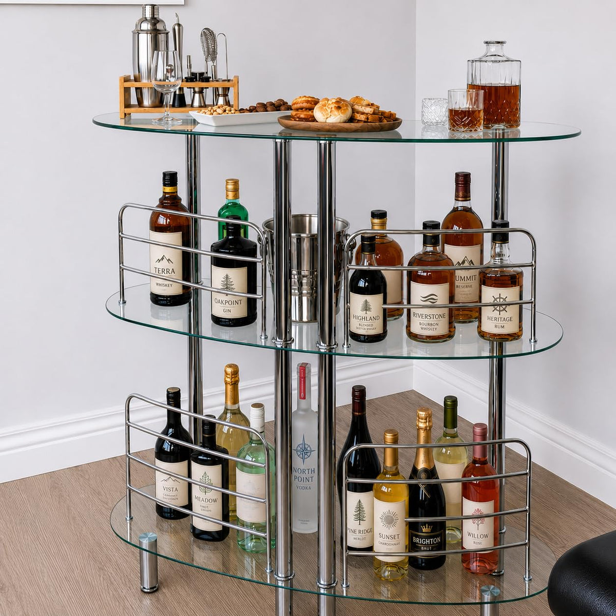 Mango Steam Contemporary Modern Home Liquor Bar Euro, Clear