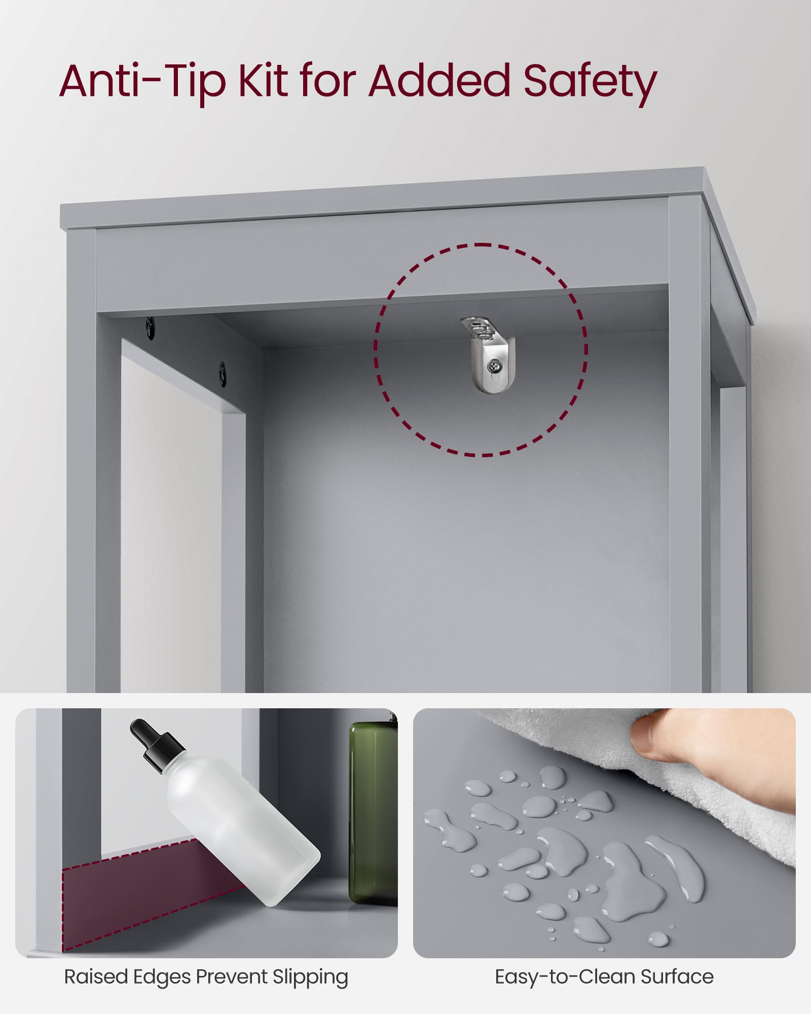 VASAGLE Modern Bathroom Floor Cabinet – White Storage Unit with 2 Drawers