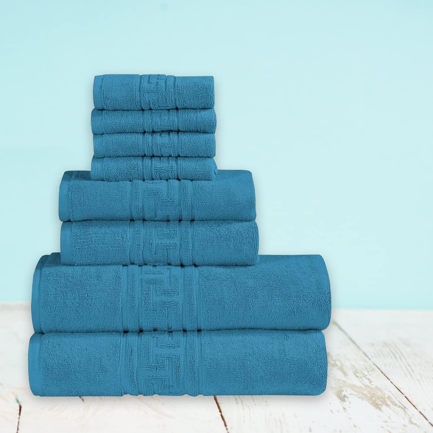 Indus Textiles 8-Piece Towel Set | 600 GSM Egyptian Ring Spun Cotton