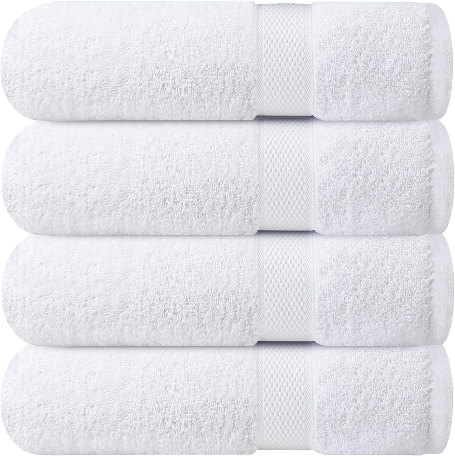 Infinitee Xclusives White Bath Towels Set of 4 | 100% Cotton 70x140cm