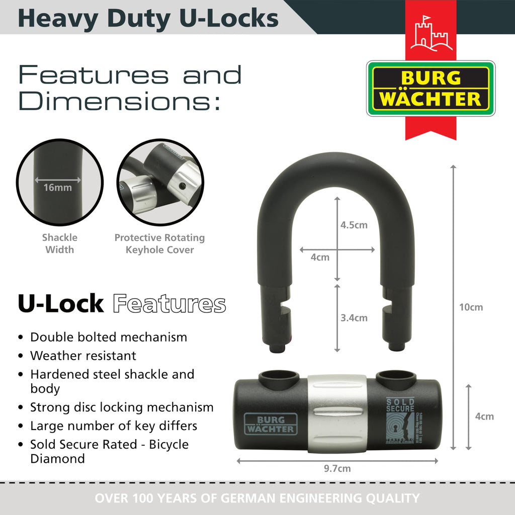 Burg-Wächter 100D U-Lock Trio Pack – Keyed Alike Sold Secure Gold